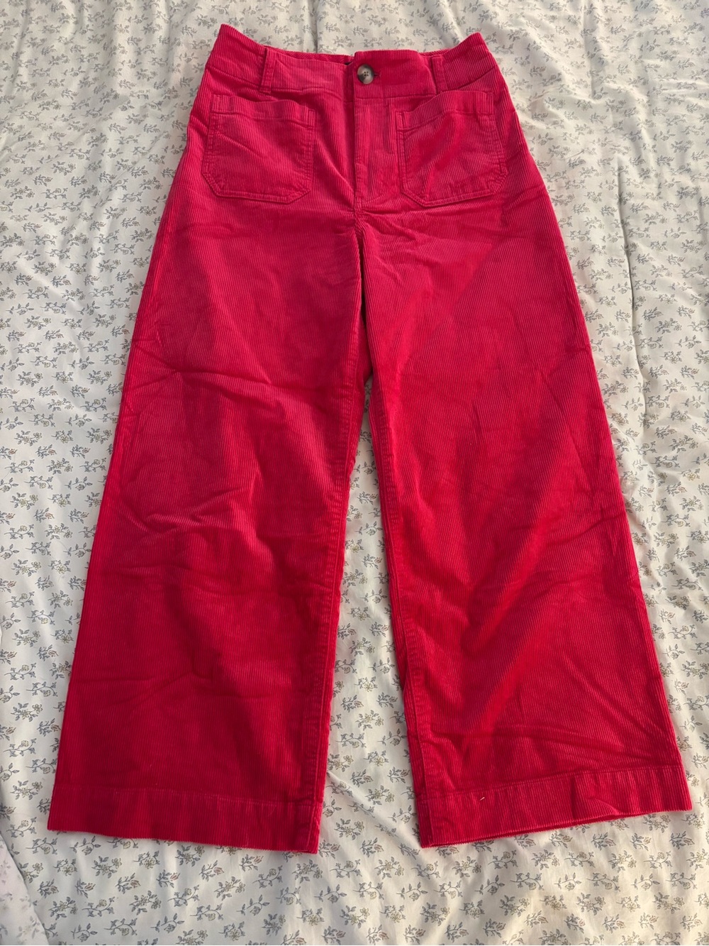 Maeve Colette Hot Fuchsia Corduroy Cropped Wide Leg Pants Size 29